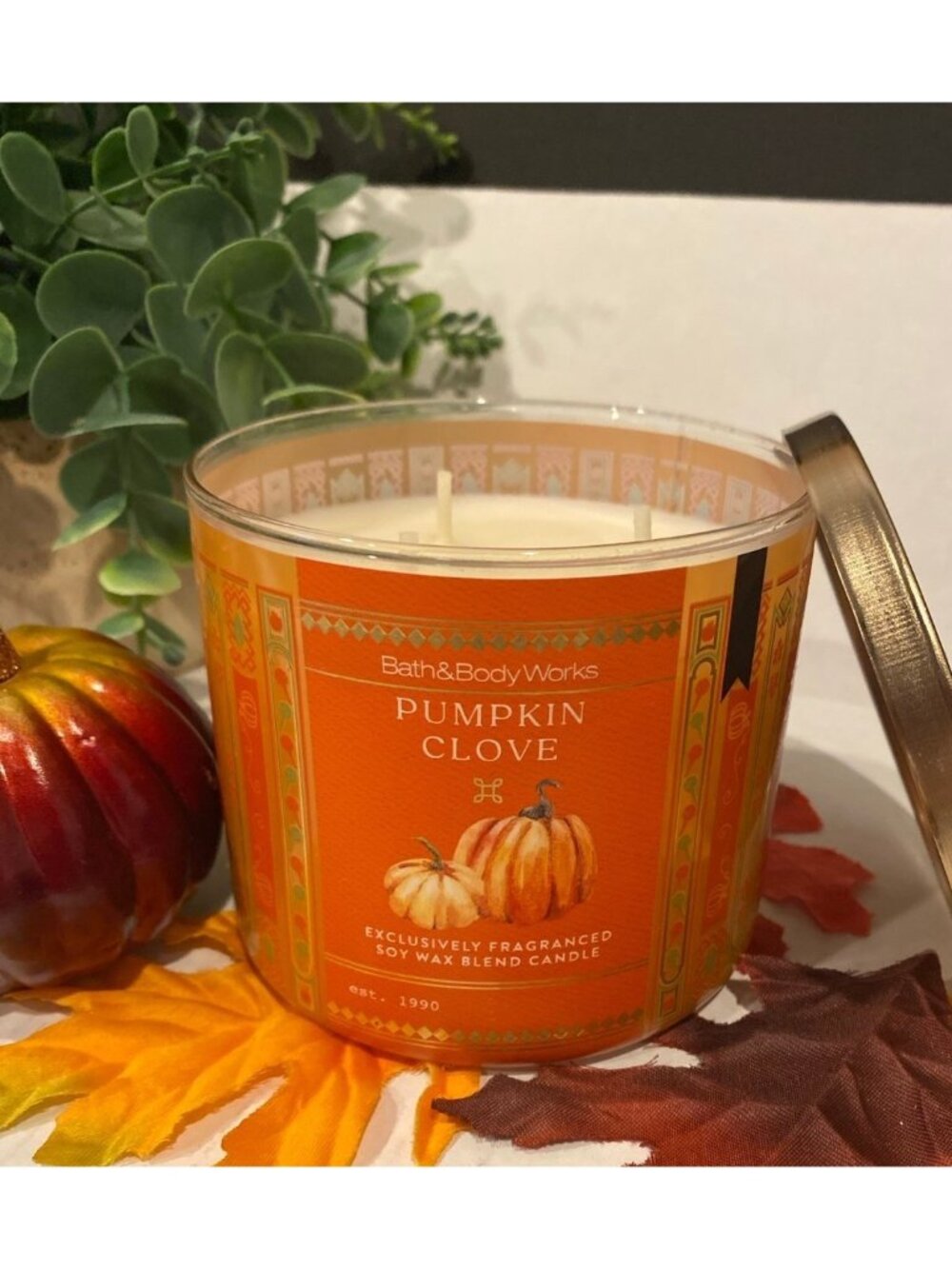 “Pumpkin Clove” Bath & Bath Works New Fall Autumn 3 Wick Candle